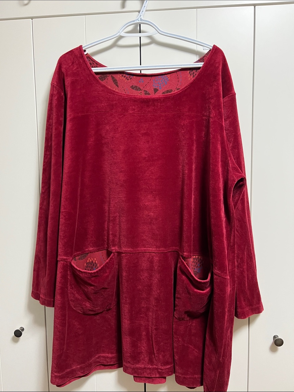 Gudrun Sjorden Swedish red velour tunic dress xl-2x
